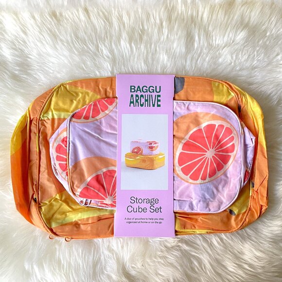 NWT Baggu Packing Cube Set - Archive Fruits (Banana, Grapefruit) - Picture 2 of 4